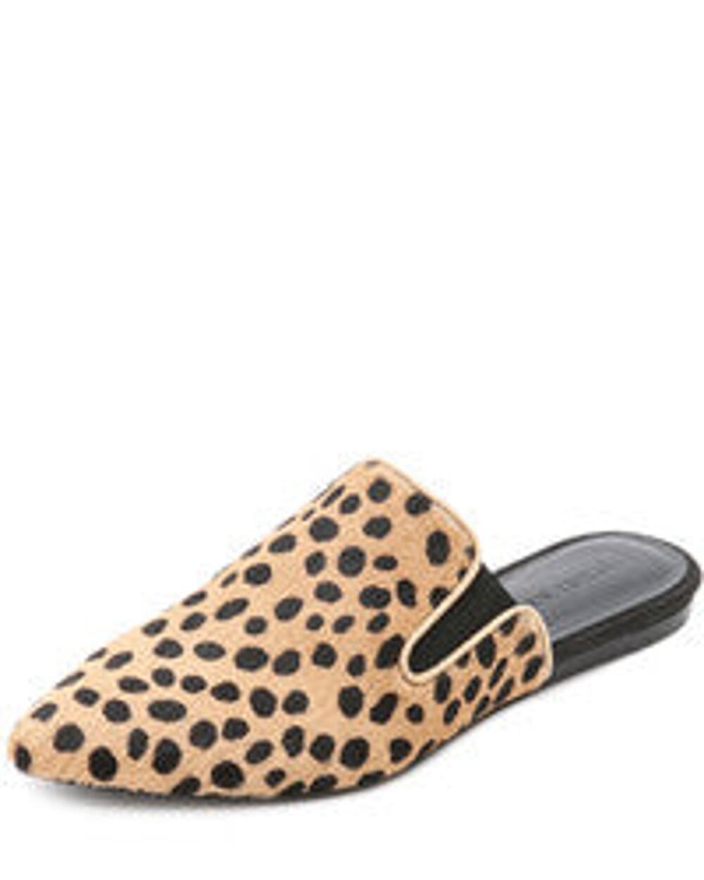 Jenni Kayne Pony Hair Cheetah Slip On Pointy Flat Mule Tan Black Womens EU 37